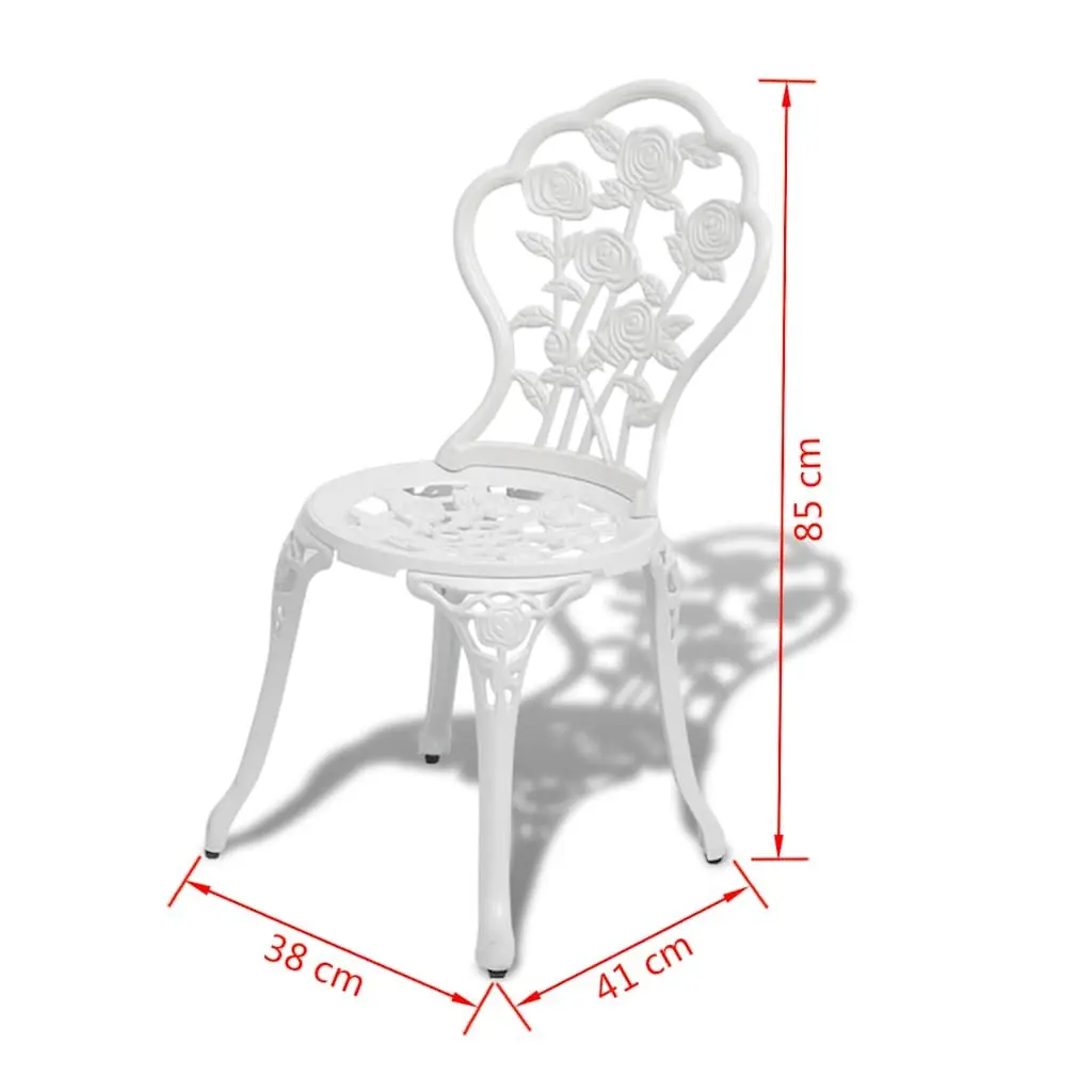 3 Piece Bistro Set Round Table 2 Chairs Garden Patio Outdoor Furniture White