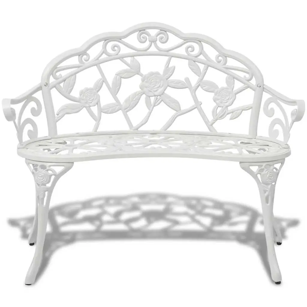 Garden Bench 100cm White Aluminium with Cast Iron Legs