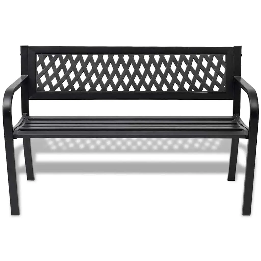 118cm Black Steel Garden Bench