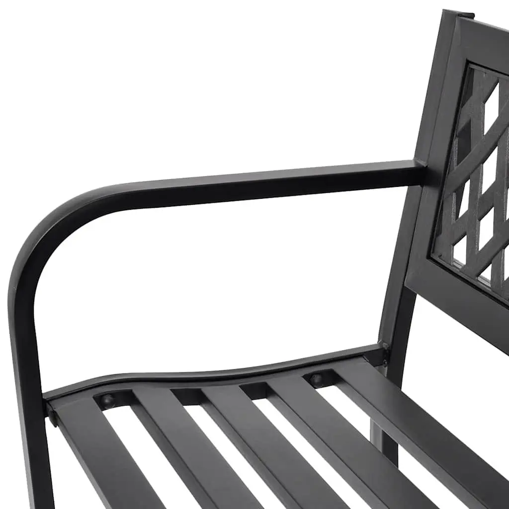 118cm Black Steel Garden Bench