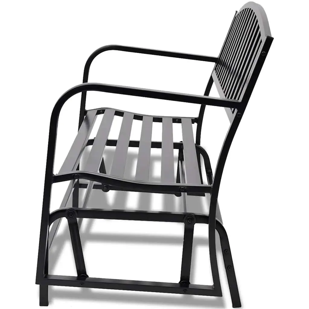 Black Steel Swing Bench Glider Outdoor Seating for Two Persons Garden Patio Rocking