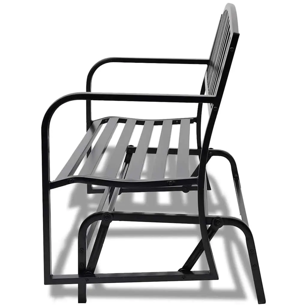 Black Steel Swing Bench Glider Outdoor Seating for Two Persons Garden Patio Rocking