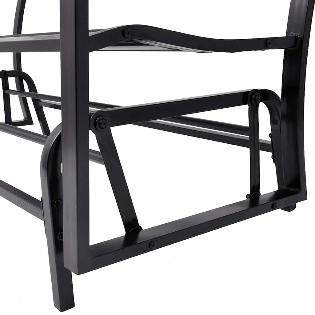 Black Steel Swing Bench Glider Outdoor Seating for Two Persons Garden Patio Rocking