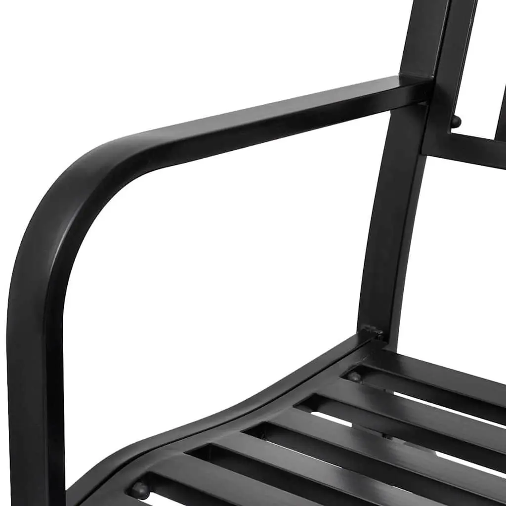 Black Steel Swing Bench Glider Outdoor Seating for Two Persons Garden Patio Rocking