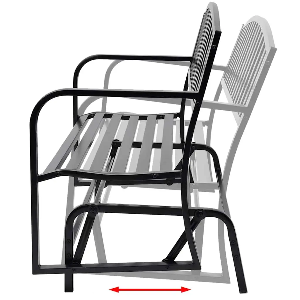 Black Steel Swing Bench Glider Outdoor Seating for Two Persons Garden Patio Rocking