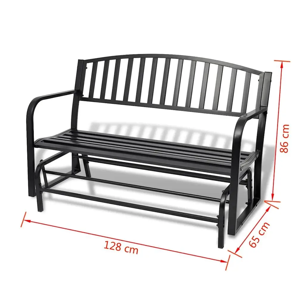 Black Steel Swing Bench Glider Outdoor Seating for Two Persons Garden Patio Rocking