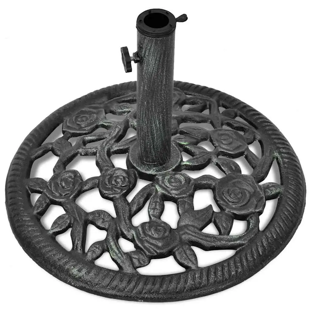 Cast Iron Outdoor Umbrella Base Garden Parasol Stand Holder Green 12kg
