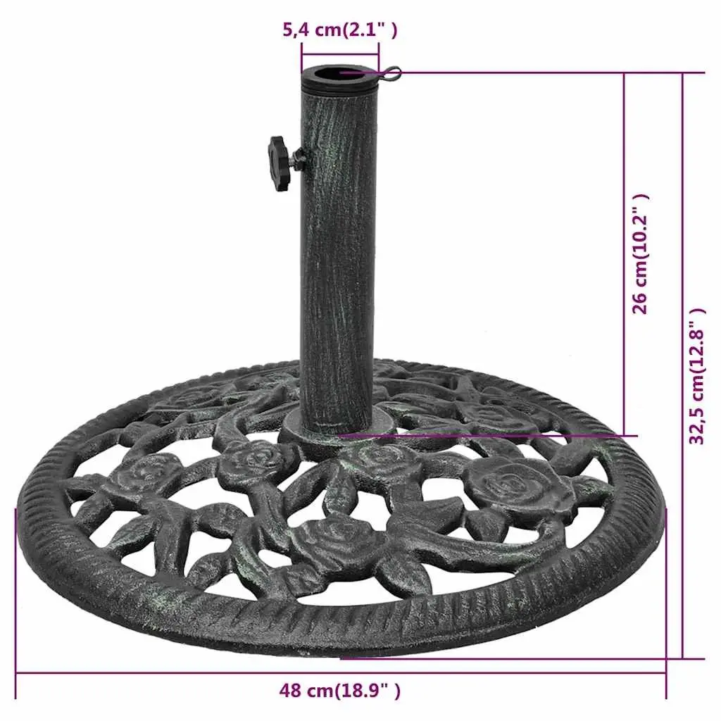 Cast Iron Outdoor Umbrella Base Garden Parasol Stand Holder Green 12kg