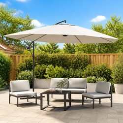 Cantilever Garden Parasol 3.5m Outdoor Sunshade UV Protection White Patio