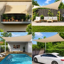 Rectangular Sunshade Sail 2x4 m Cream Outdoor Garden Patio Shade Protection