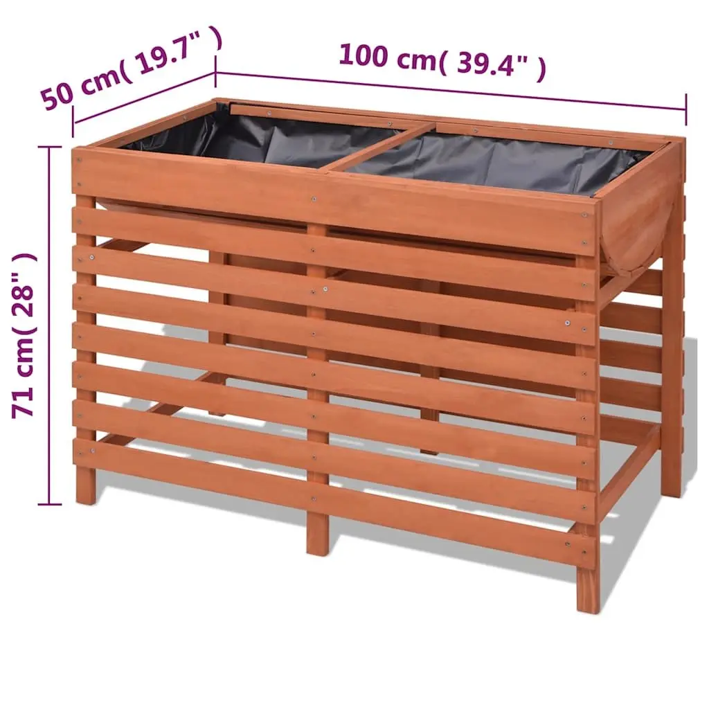 Wooden Planter Box for Garden 100x50x71 cm Raised Bed for Vegetables Flowers Herbs Brown