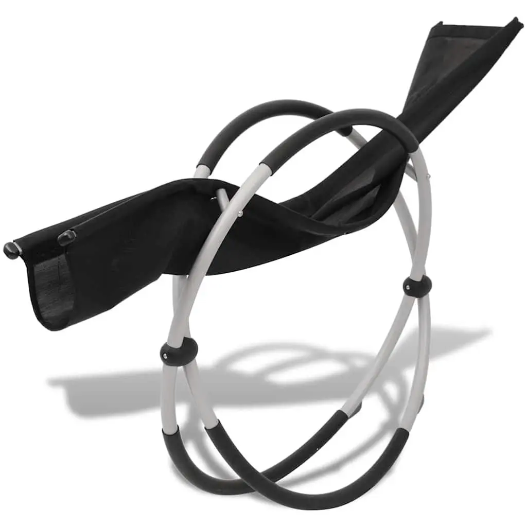 Sun Lounger Outdoor Folding Chair Textilene Metal Garden Chaise Recliners Black