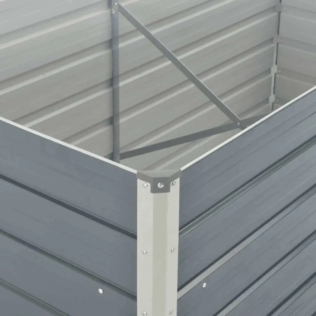 Raised Garden Bed 160x80x77 cm Galvanised Steel Planter Grey Patio Deck