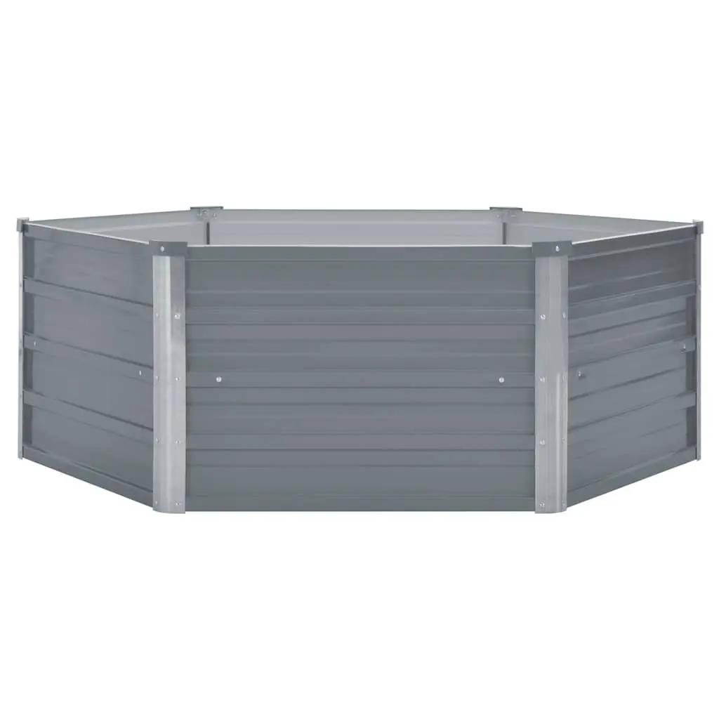 Raised Garden Bed Hexagon Outdoor 129x129x45cm Galvanised Steel Planter