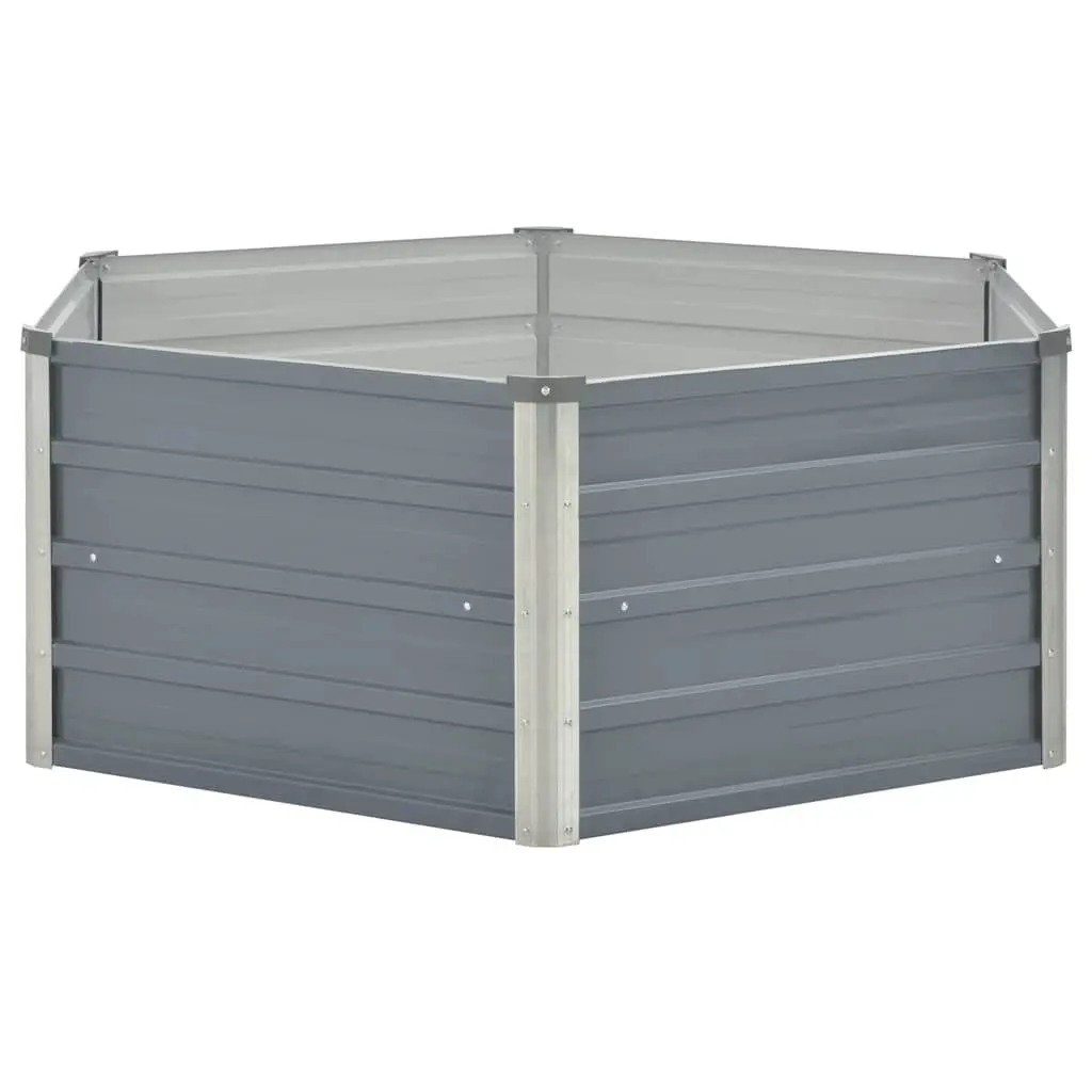 Raised Garden Bed Hexagon Outdoor 129x129x45cm Galvanised Steel Planter