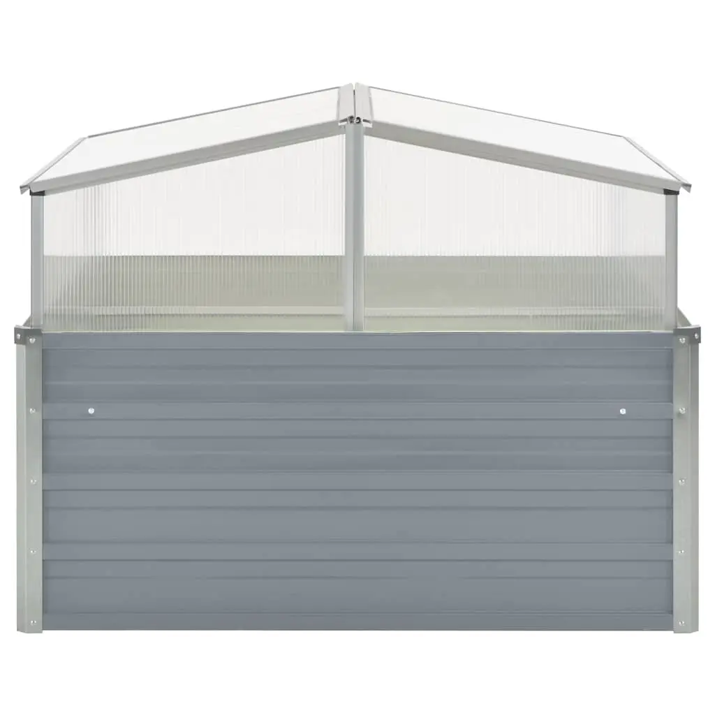 Greenhouse for Garden 100x100x85 cm Galvanised Steel PC Plant Shelter Grey