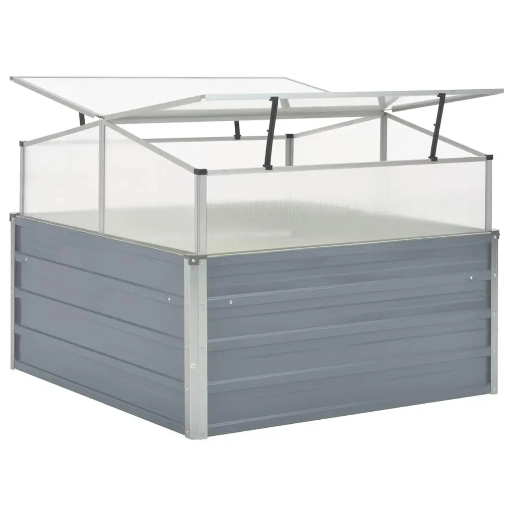 Greenhouse for Garden 100x100x85 cm Galvanised Steel PC Plant Shelter Grey