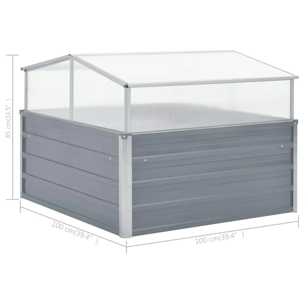 Greenhouse for Garden 100x100x85 cm Galvanised Steel PC Plant Shelter Grey