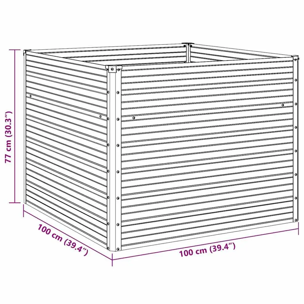 Raised Garden Bed for Vegetables Herbs 100x100x77 cm Galvanised Steel Planter