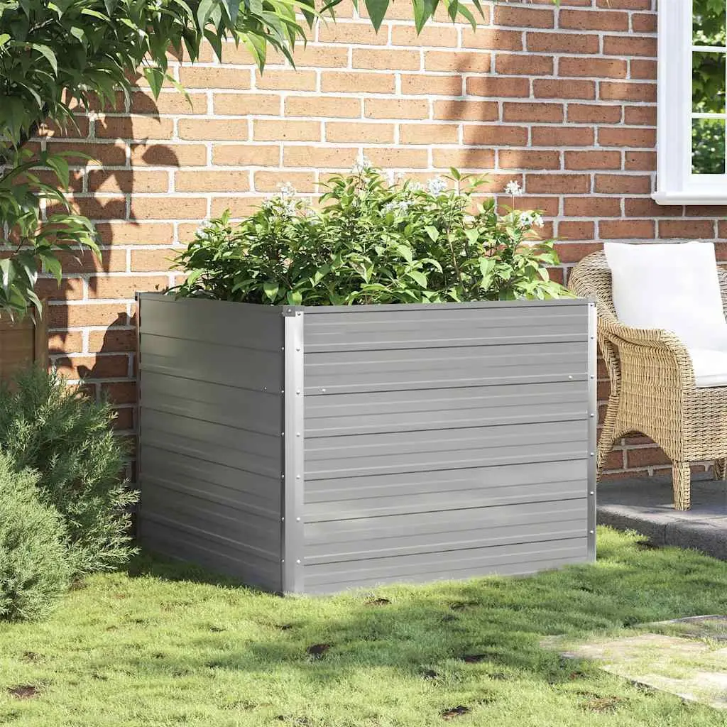 Raised Garden Bed for Vegetables Herbs 100x100x77 cm Galvanised Steel Planter