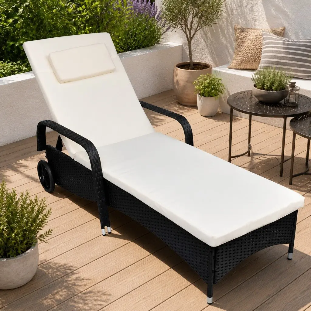 Adjustable Rattan Sun Lounger