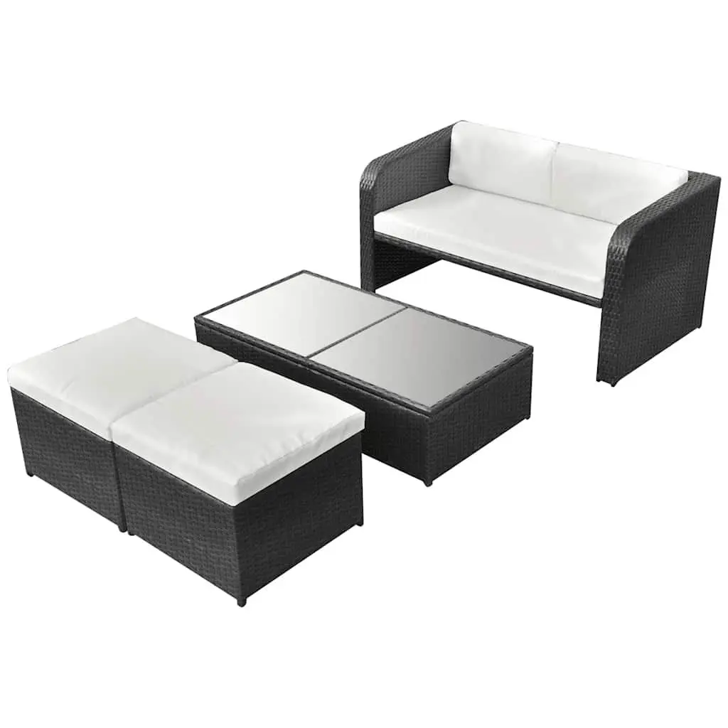 Garden Lounge Set Outdoor Furniture 4 Piece Sofa Coffee Table Stools