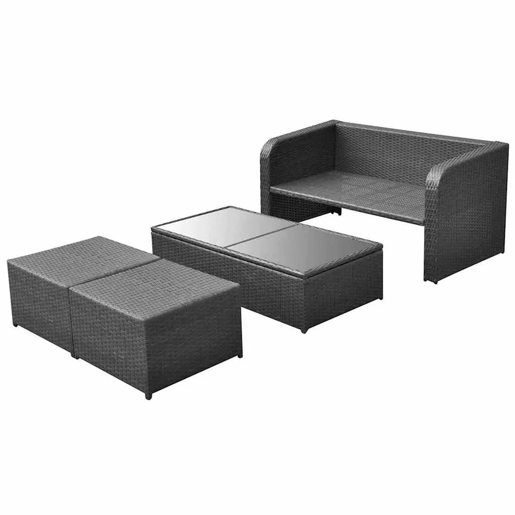 Garden Lounge Set Outdoor Furniture 4 Piece Sofa Coffee Table Stools