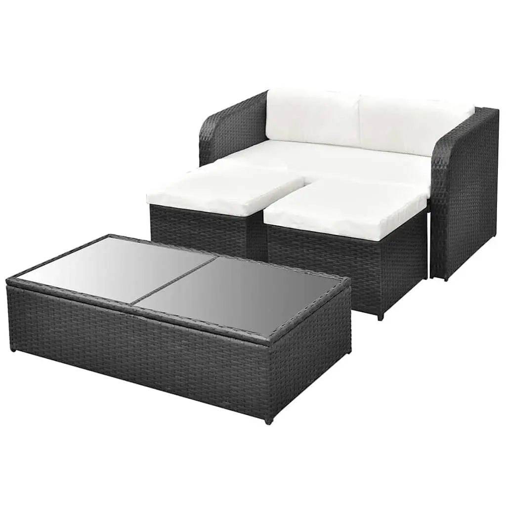 Garden Lounge Set Outdoor Furniture 4 Piece Sofa Coffee Table Stools