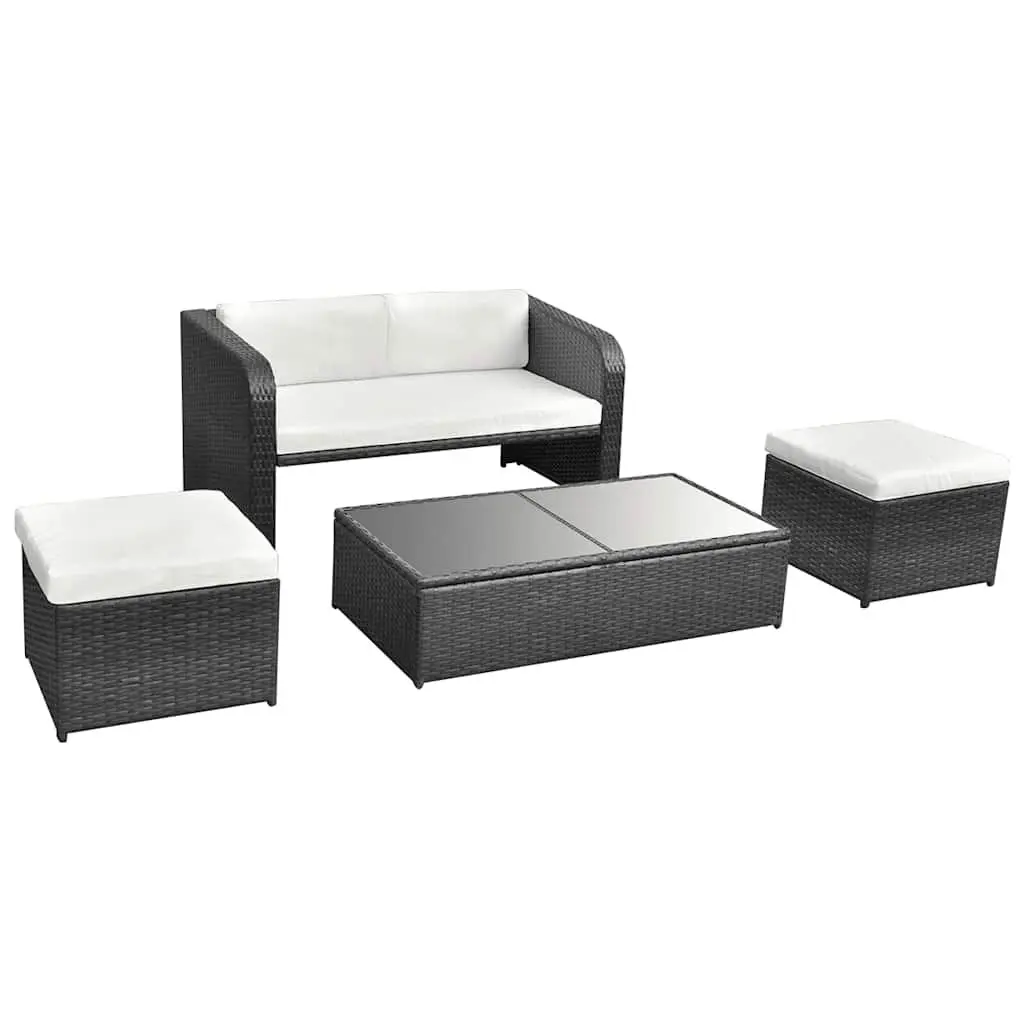Garden Lounge Set Outdoor Furniture 4 Piece Sofa Coffee Table Stools