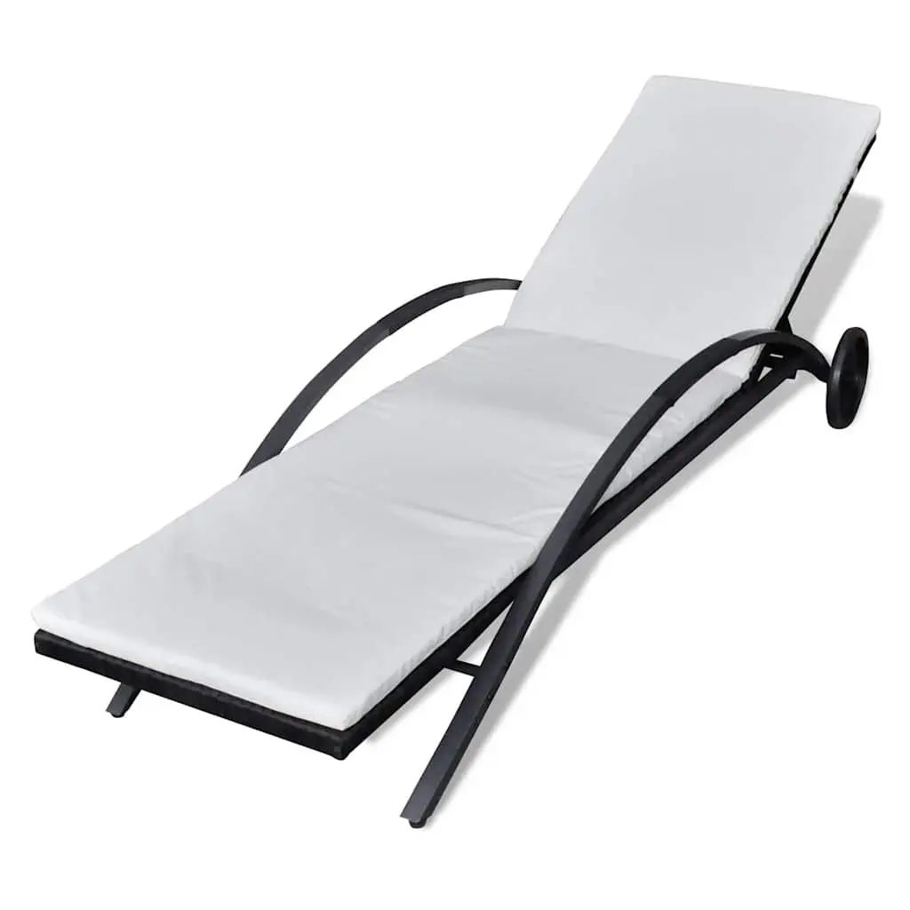 Sun Lounger with Adjustable Backrest and Removable Cushion