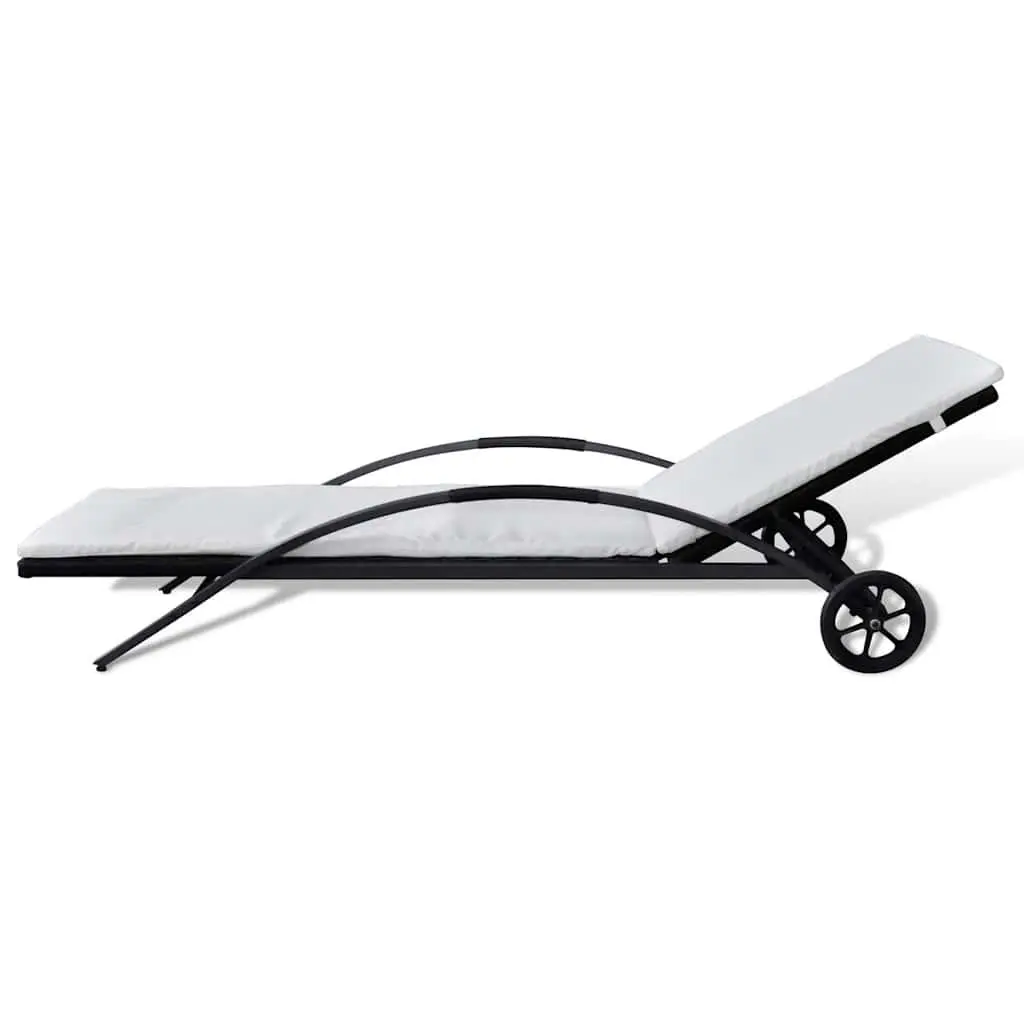 Sun Lounger with Adjustable Backrest and Removable Cushion