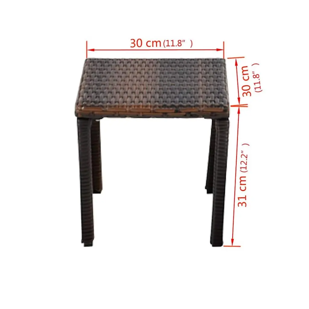 Sun Loungers Set for Garden Patio Outdoor with Table Brown PE Rattan 2 Piece