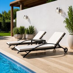 Dimensions and Materials of Black Rattan Sun Lounger Set