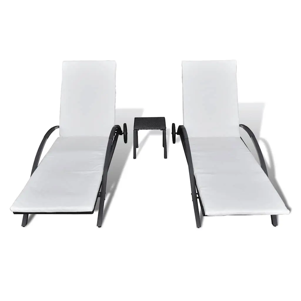 Sun Loungers Set for Outdoor Patio Garden Black 2 Piece