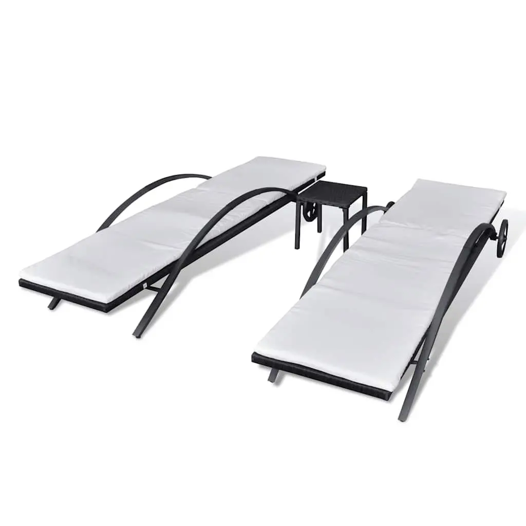 Sun Loungers Set for Outdoor Patio Garden Black 2 Piece