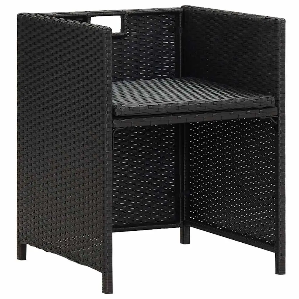 Outdoor Dining Chairs Garden Patio 2 Pcs Black Poly Rattan with Cushions