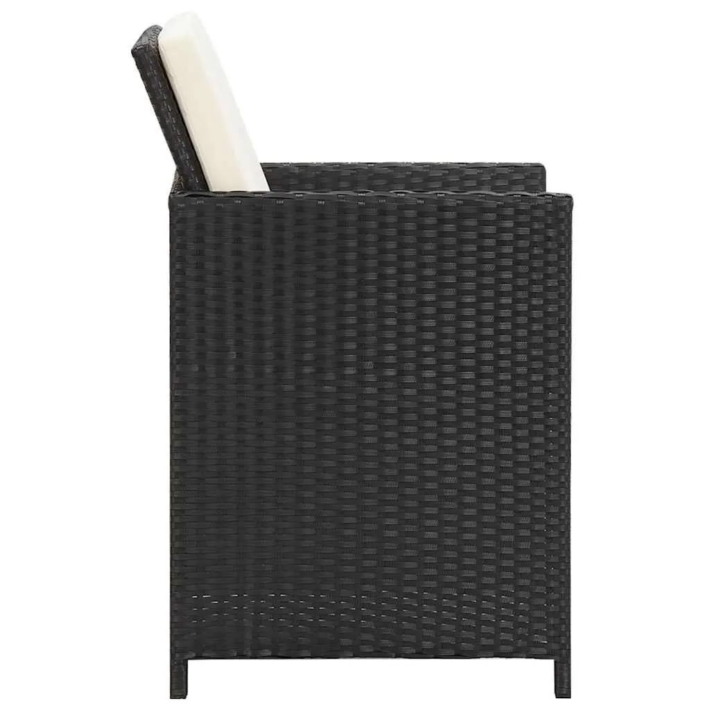 Outdoor Dining Chairs Garden Patio 2 Pcs Black Poly Rattan with Cushions