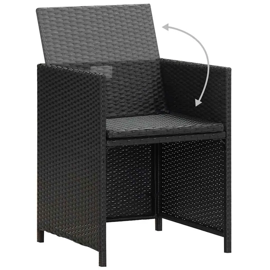 Outdoor Dining Chairs Garden Patio 2 Pcs Black Poly Rattan with Cushions