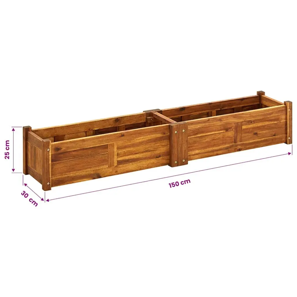 Wooden Raised Bed Planter Box Outdoor Garden Size 150x30x25cm
