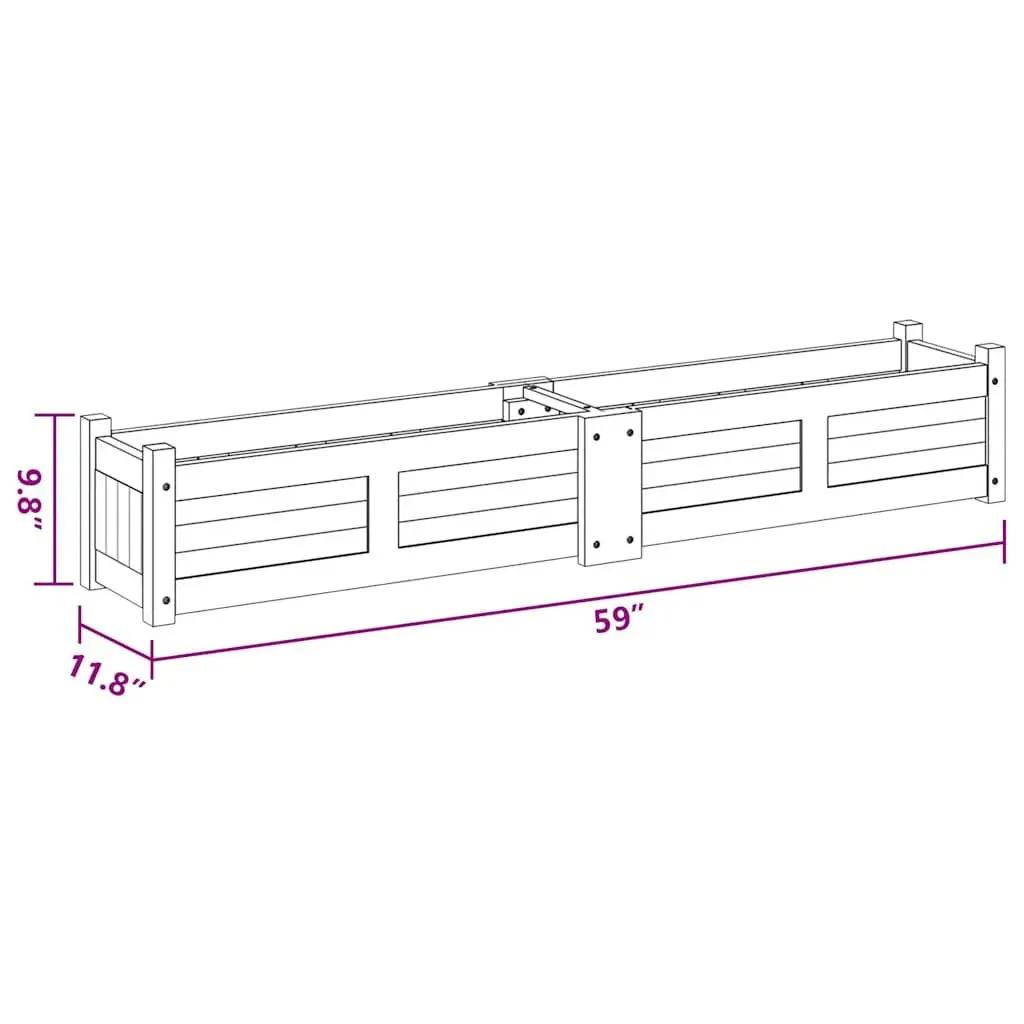 Wooden Raised Bed Planter Box Outdoor Garden Size 150x30x25cm