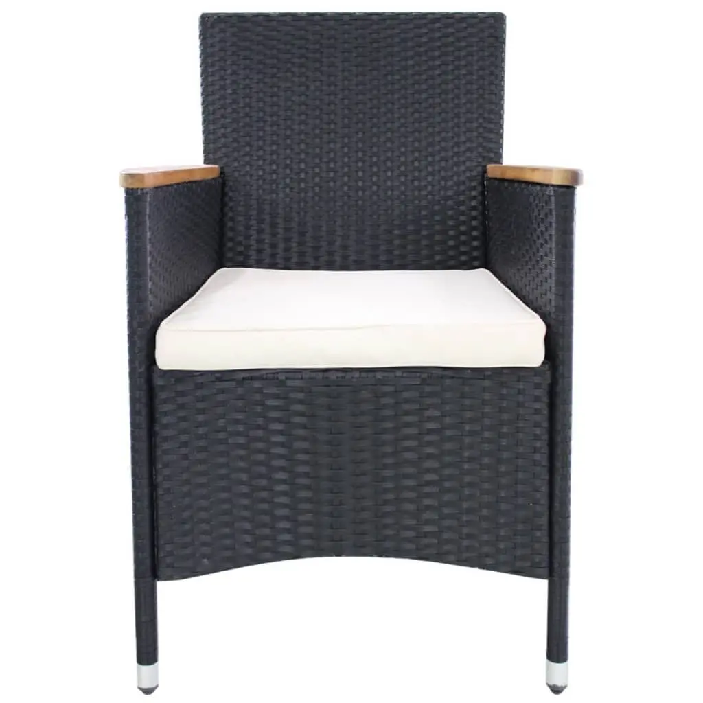 Outdoor Garden Chairs for Patio 2 Piece Black Poly Rattan with Cushions
