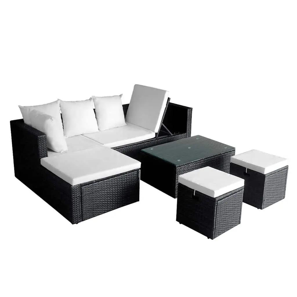 Garden Lounge Set Outdoor Furniture 4 Piece Corner Sofa with Cushions Black