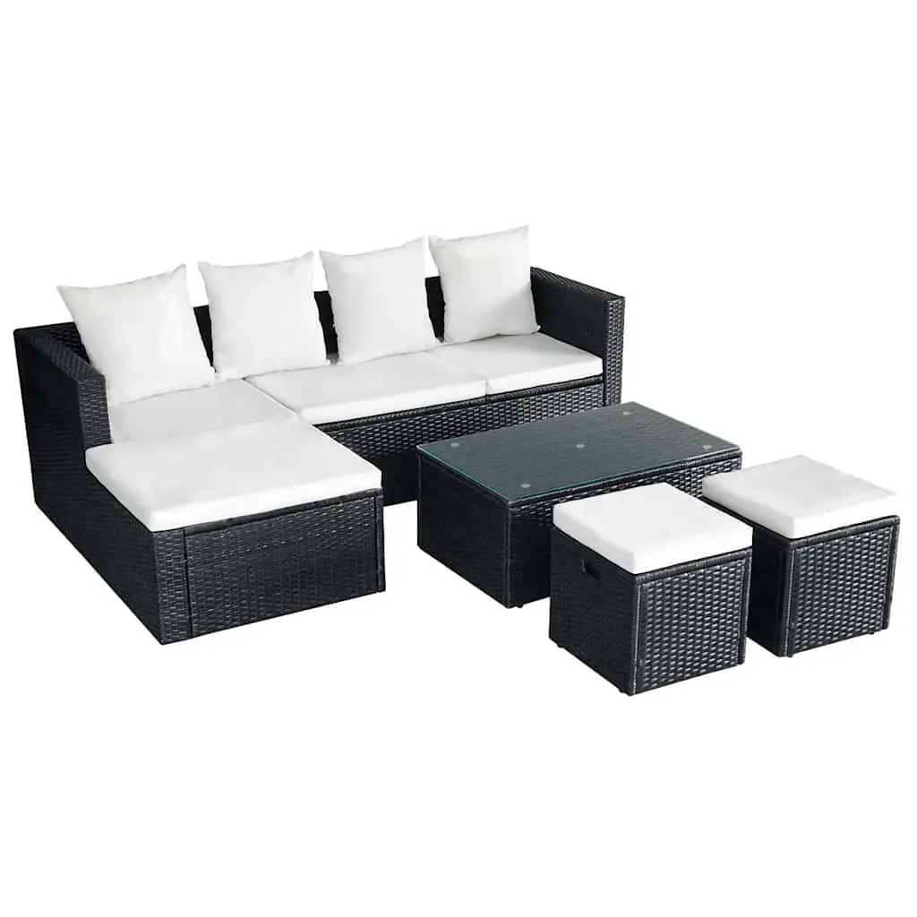 Garden Lounge Set Outdoor Furniture 4 Piece Corner Sofa with Cushions Black