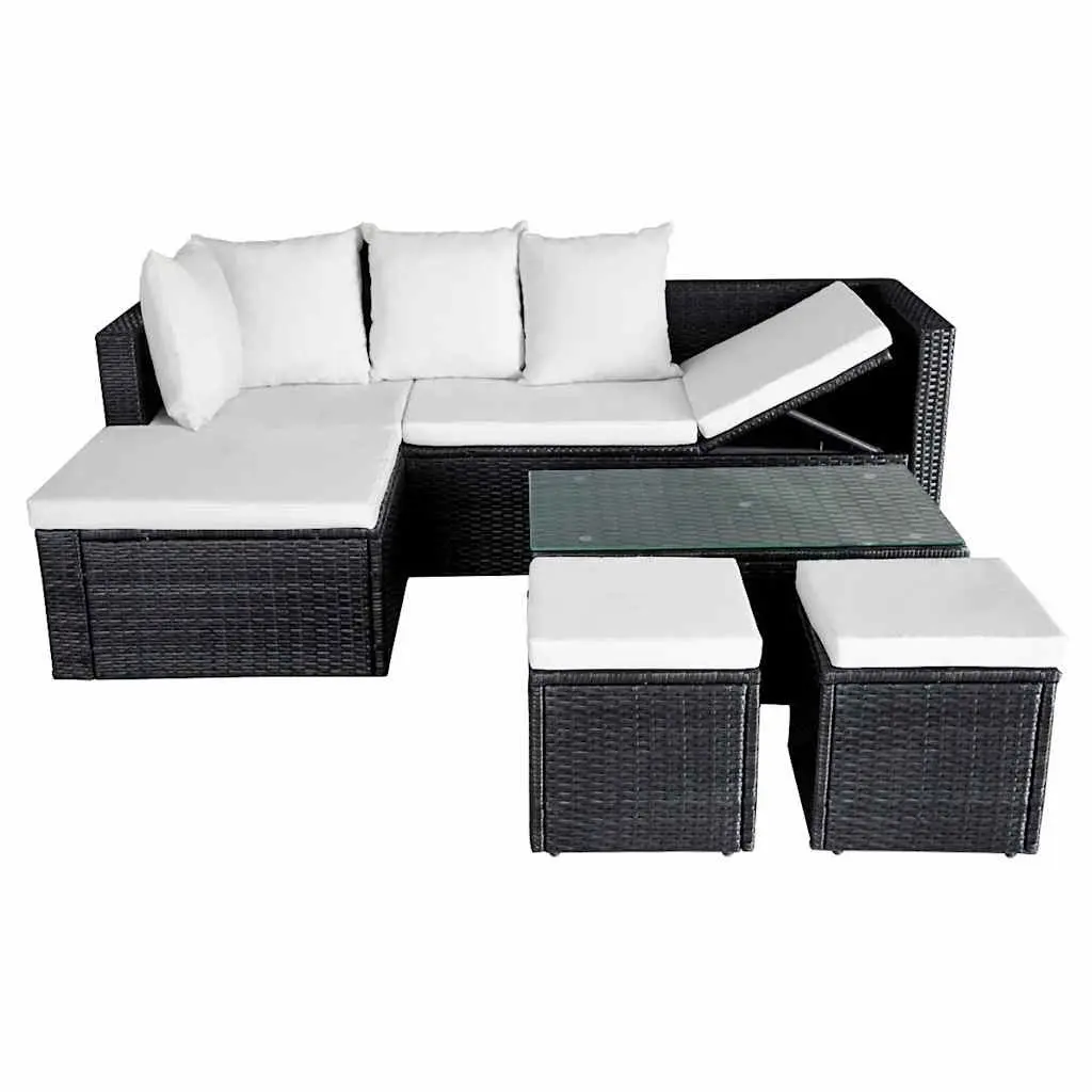 Garden Lounge Set Outdoor Furniture 4 Piece Corner Sofa with Cushions Black