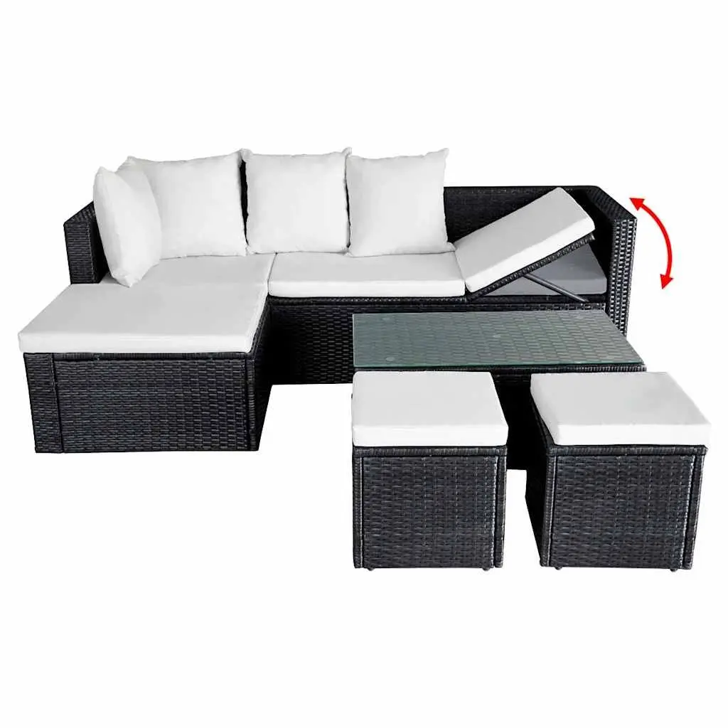 Garden Lounge Set Outdoor Furniture 4 Piece Corner Sofa with Cushions Black