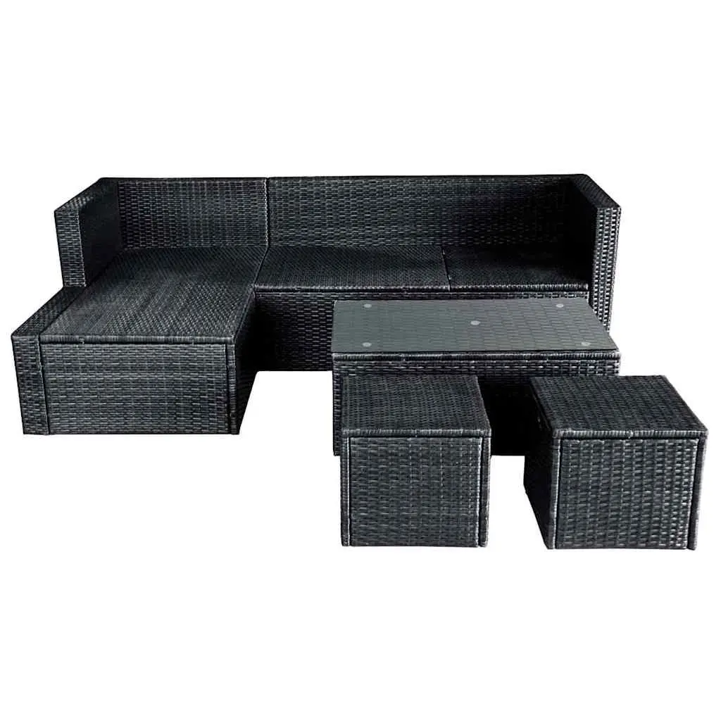 Garden Lounge Set Outdoor Furniture 4 Piece Corner Sofa with Cushions Black