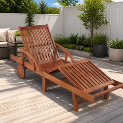 Specifications of the Wooden Sun Lounger with Wheels