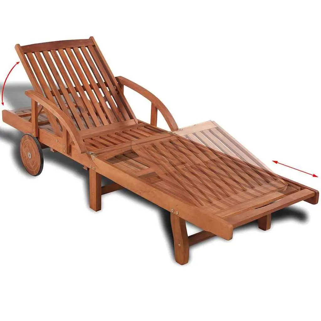 Sun Lounger Outdoor Garden Chaise Lounge Chair with Wheels Adjustable Backrest