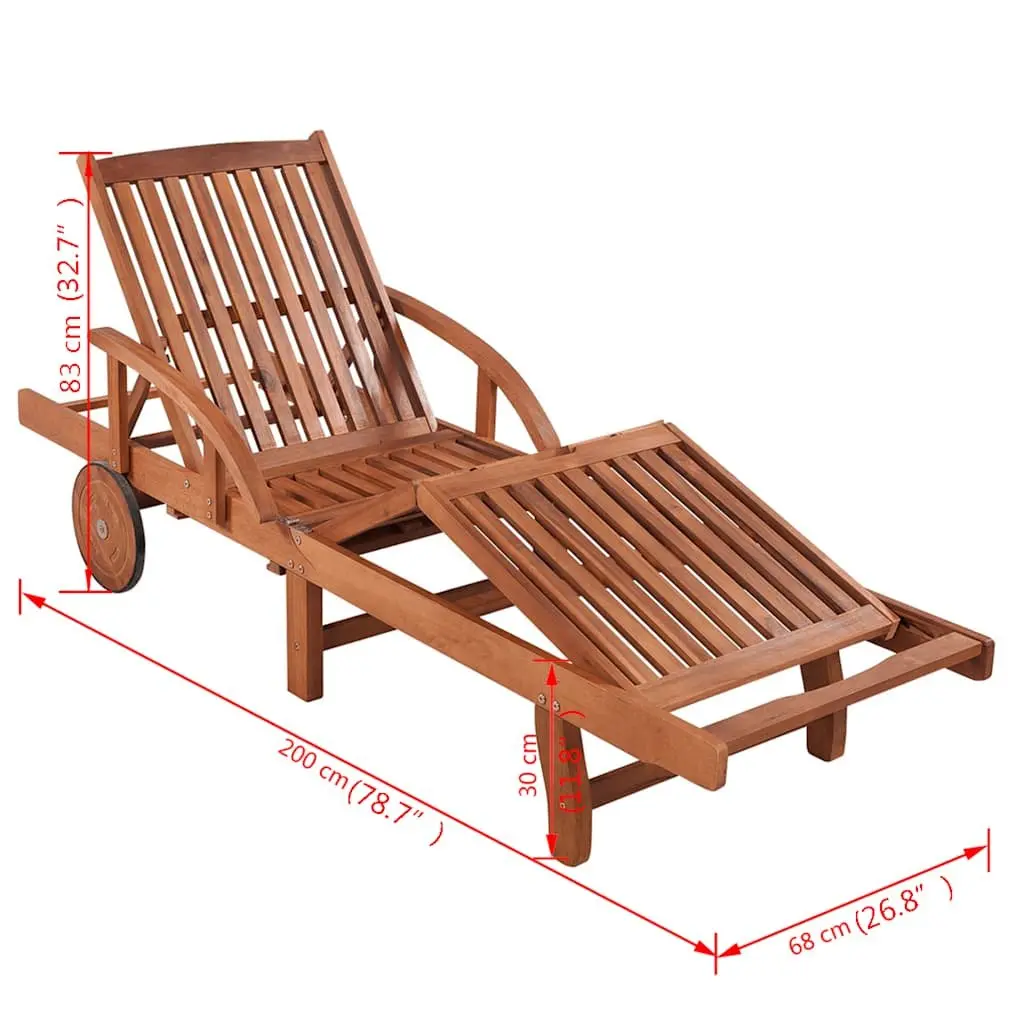 Sun Lounger Outdoor Garden Chaise Lounge Chair with Wheels Adjustable Backrest