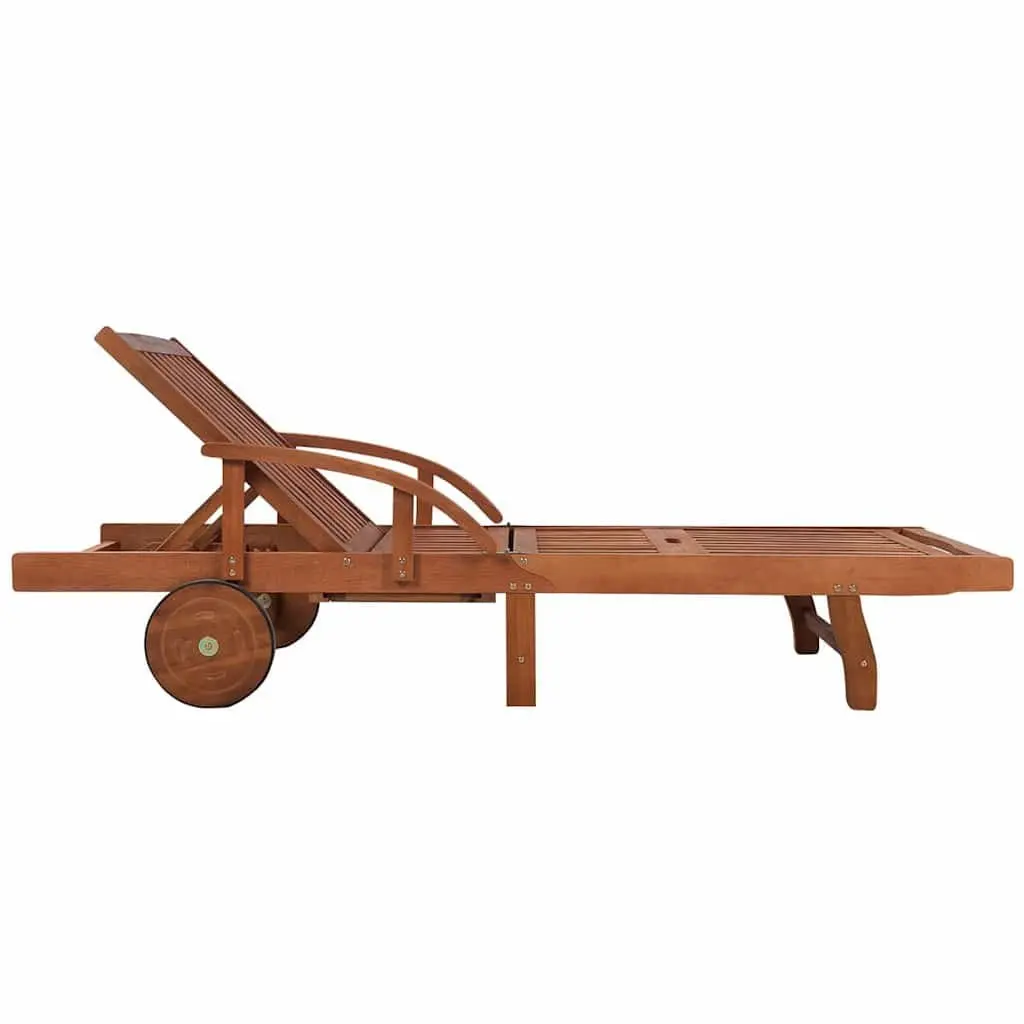 Sun Lounger Set for Outdoor Relaxation with Folding Table Solid Acacia Wood Garden Patio